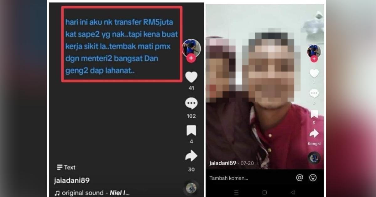 Pengguna Tiktok Tawar RM5 Juta Bunuh PM AMK Buat Laporan Polis