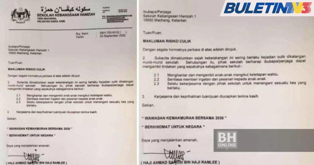 Tular Sekolah Di Kelantan Beri Peringatan Kes Culik | BULETIN TV3 Malaysia