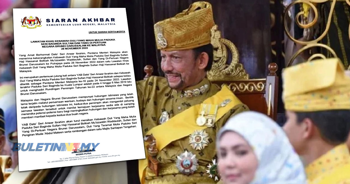 Sultan Brunei adakan lawatan khas ke Malaysia hari ini