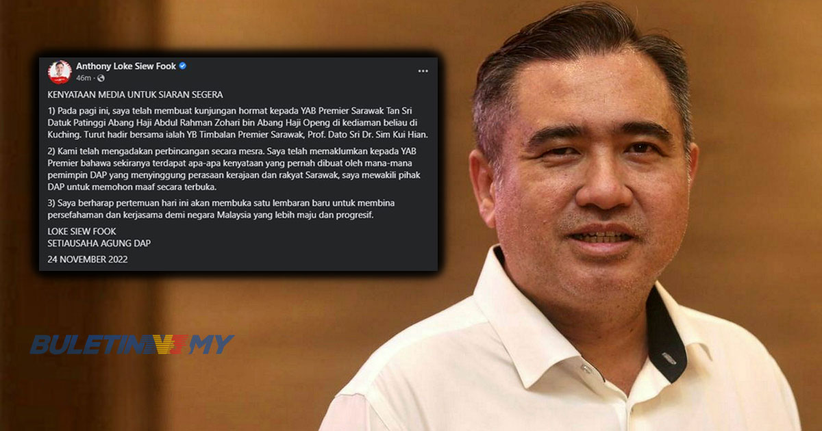 PASCA PRU-15: DAP kunjung hormat Premier Sarawak, mohon maaf secara terbuka
