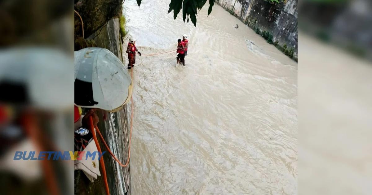 Remaja terperangkap di sungai diselamatkan bomba