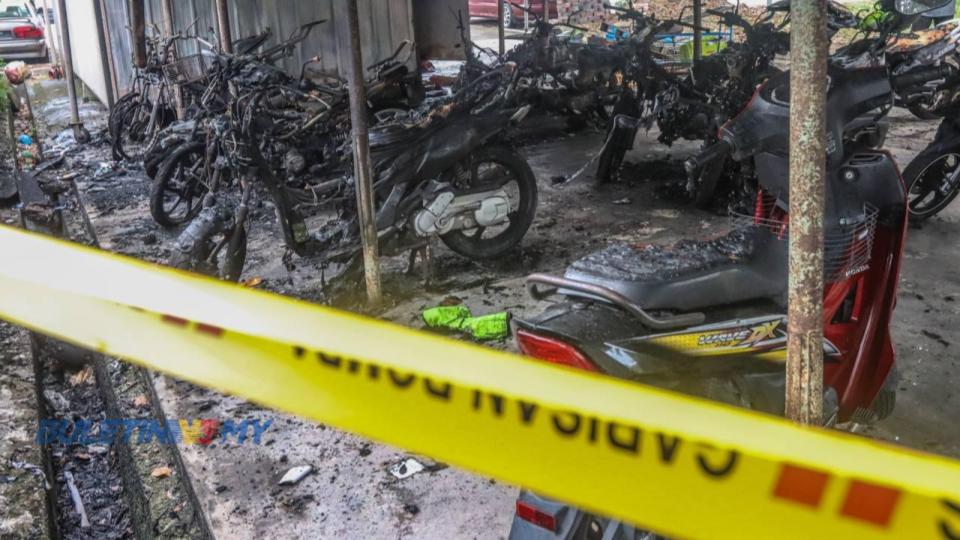 15 motosikal terbakar di Flat Tuna