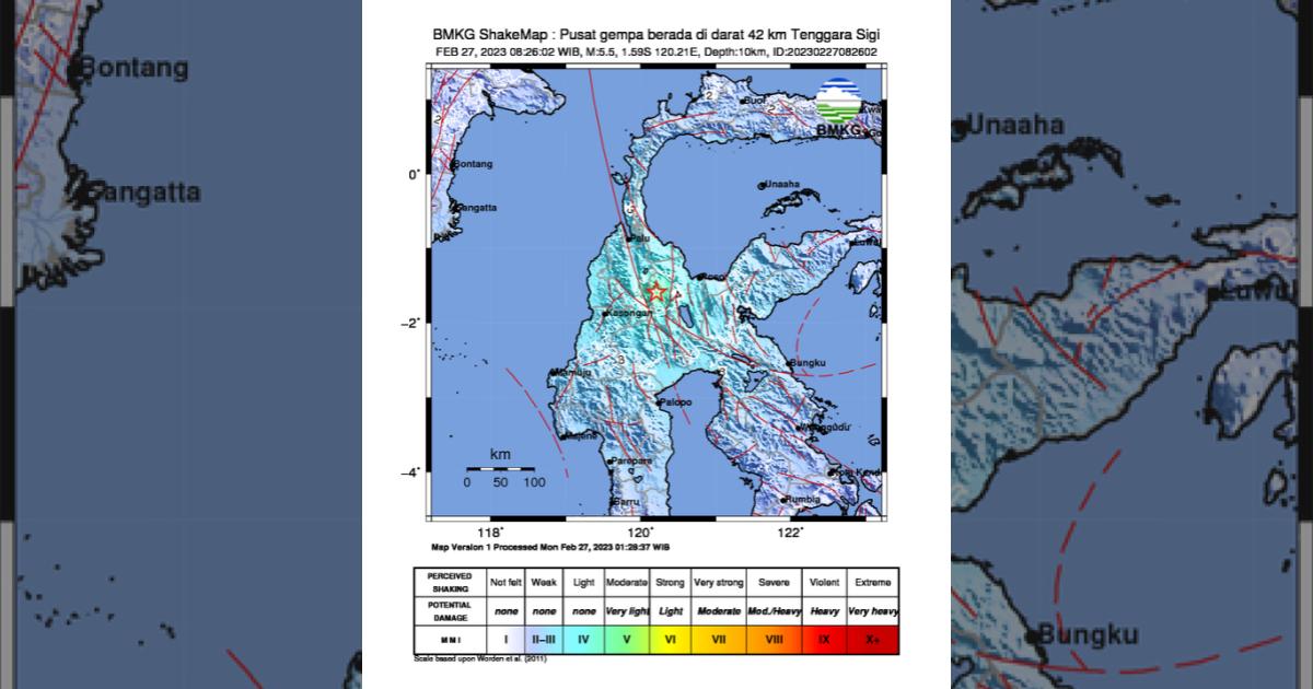 Sulawesi tengah dilanda gempa bumi 5.5 skala richter