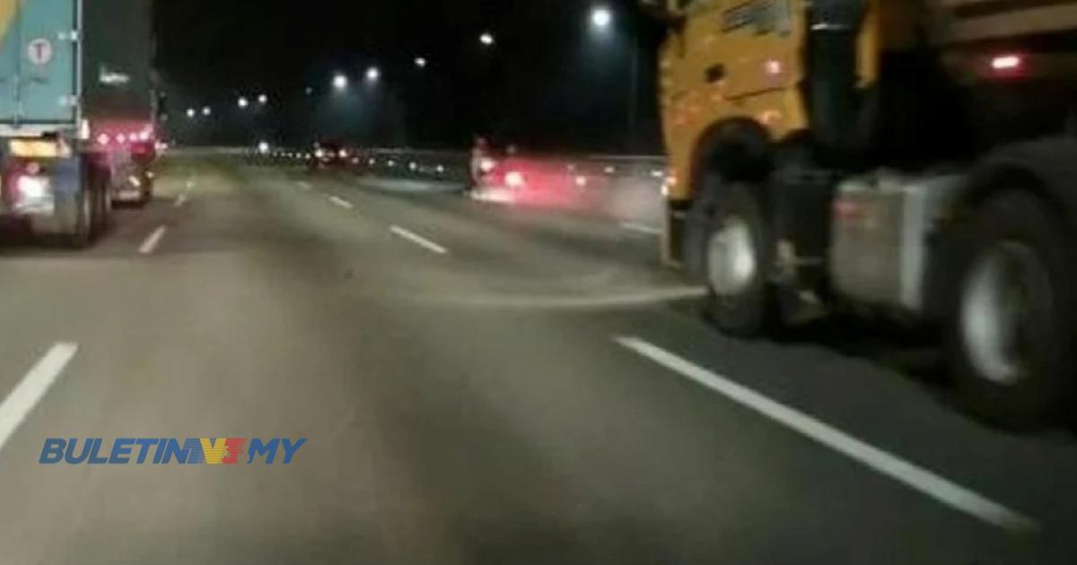 [VIDEO] Polis cari penunggang motosikal nyaris digilis treler