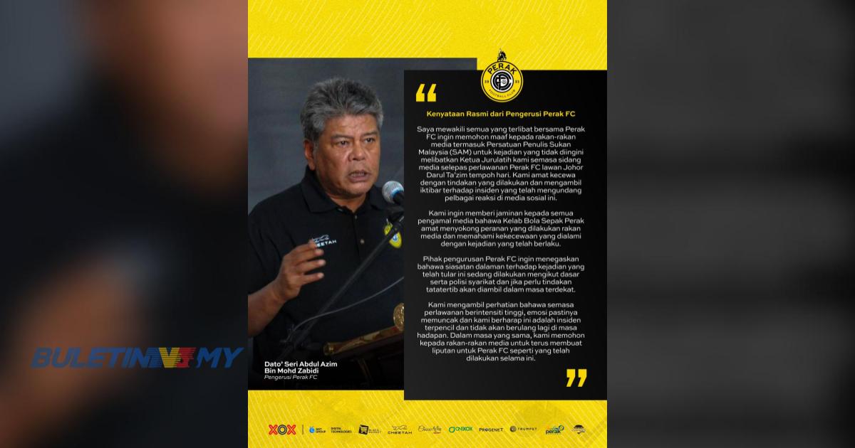 BOLA SEPAK: Perak FC Mohon Maaf Tingkahlaku Datuk Teong Kim Semasa ...