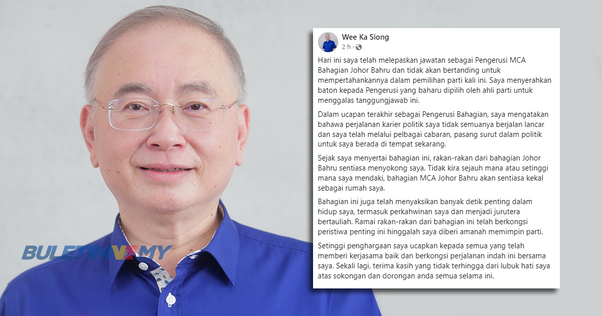[VIDEO] Ka Siong lepaskan jawatan Pengerusi MCA Bahagian Johor Bahru