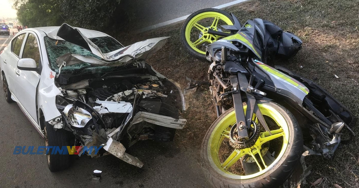 Tukar haluan secara tiba-tiba, dua lelaki maut motosikal dirempuh kereta
