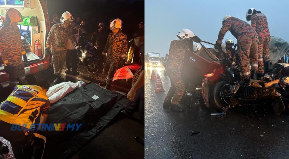 Pemandu MPV maut dirempuh treler di Felda Bukit Batu