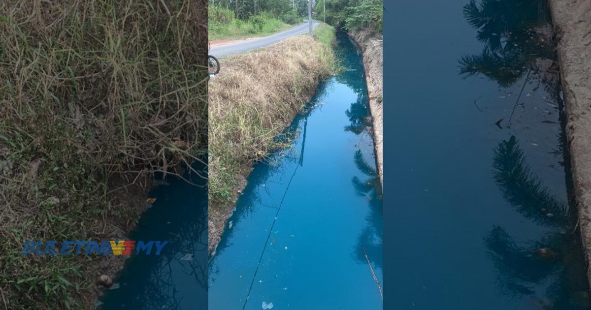 Air parit bertukar biru gara-gara tumpahan bahan pencuci