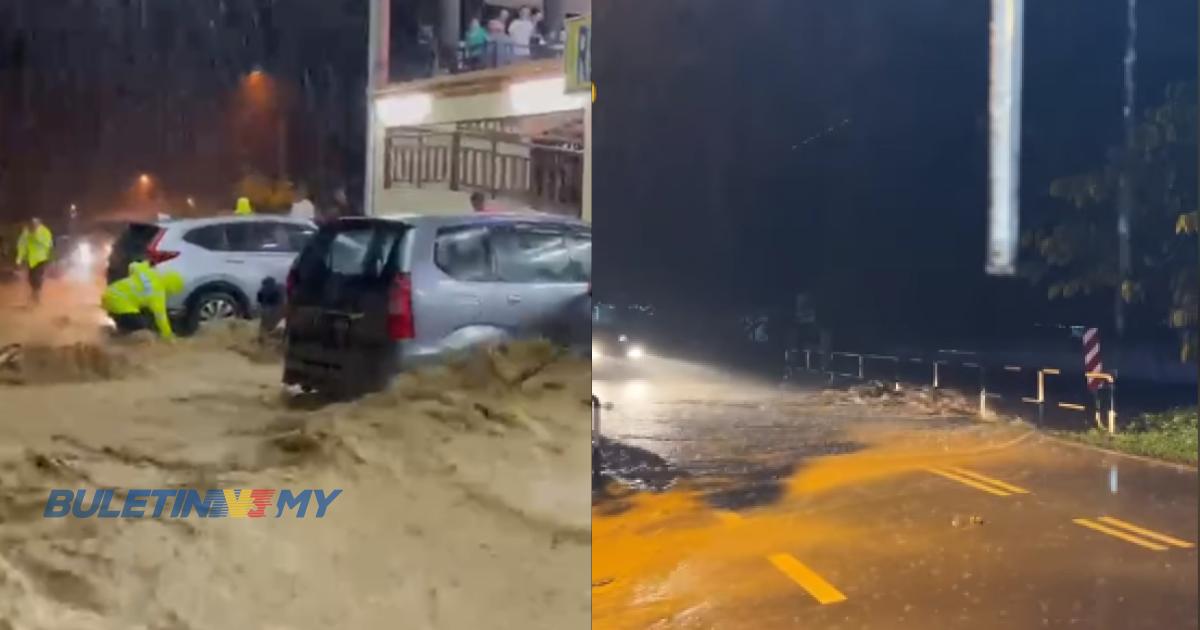 [VIDEO] Bukit Tinggi dilanda banjir kilat, air deras 