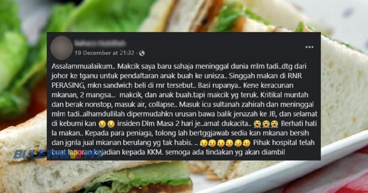 Wanita didakwa maut selepas makan sandwic basi