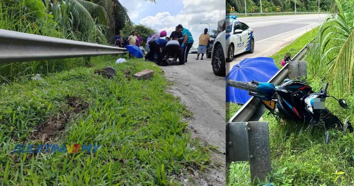 Motosikal langgar penghadang jalan, adik maut, abang cedera 