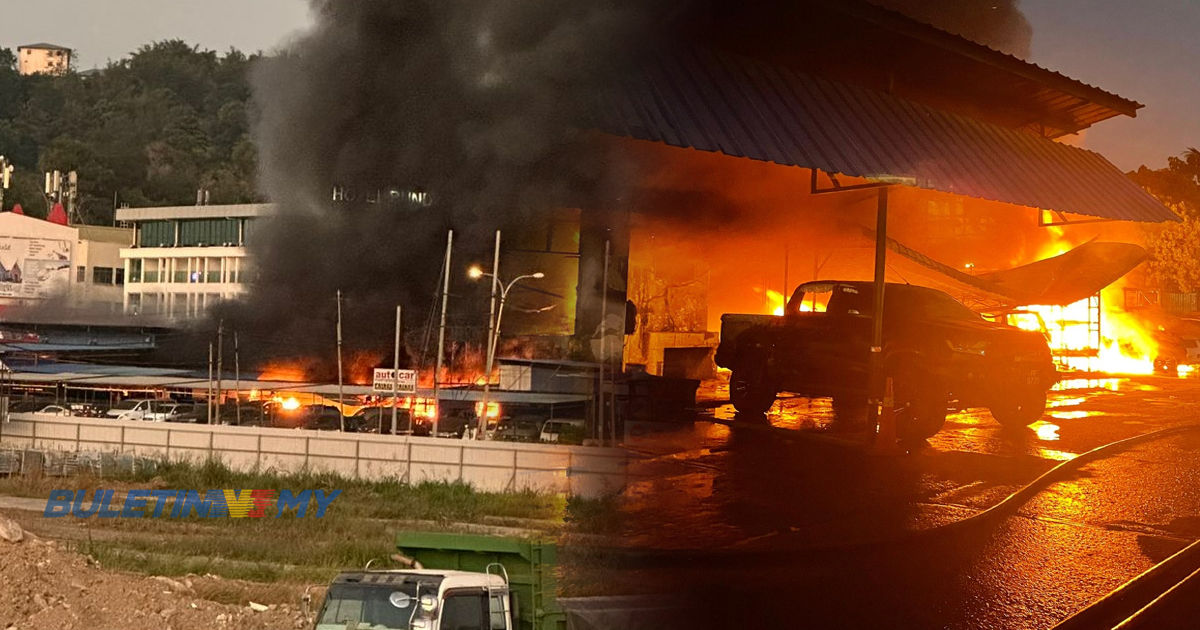 Lima kereta musnah, premis jual kenderaan terbakar