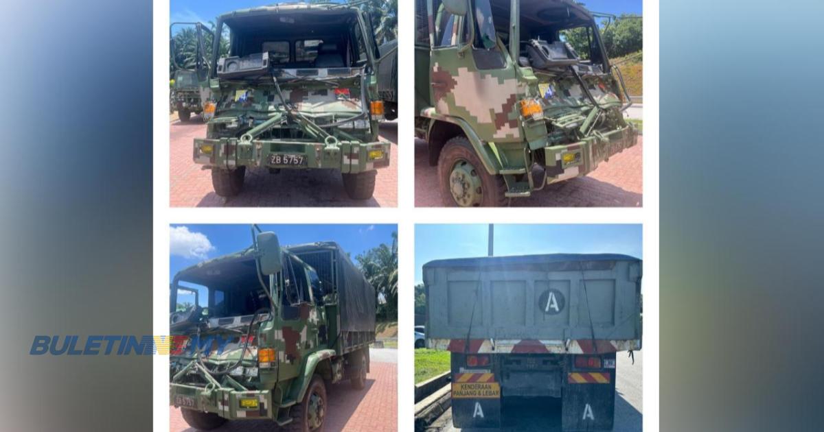 Masalah brek punca trak tentera langgar belakang lori