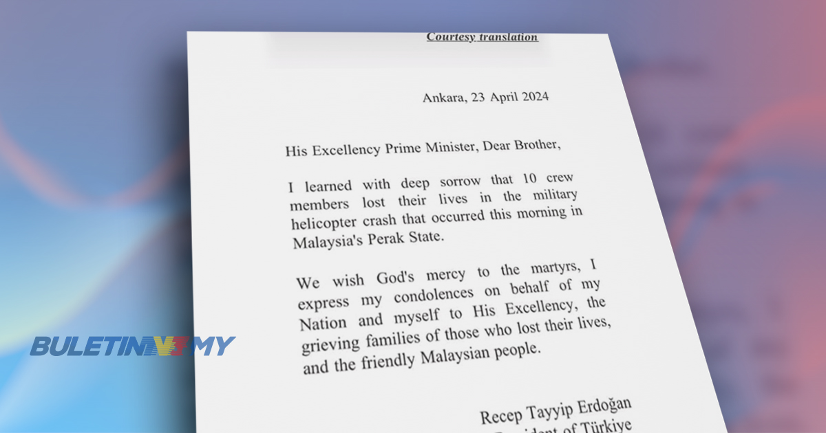 Presiden Turkiye ucap takziah kepada keluarga nahas helikopter