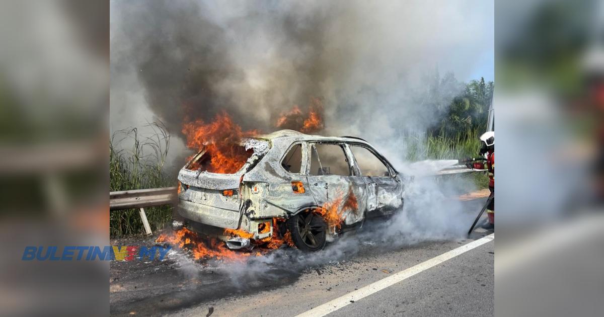 BMW terbakar, lelaki nyaris rentung