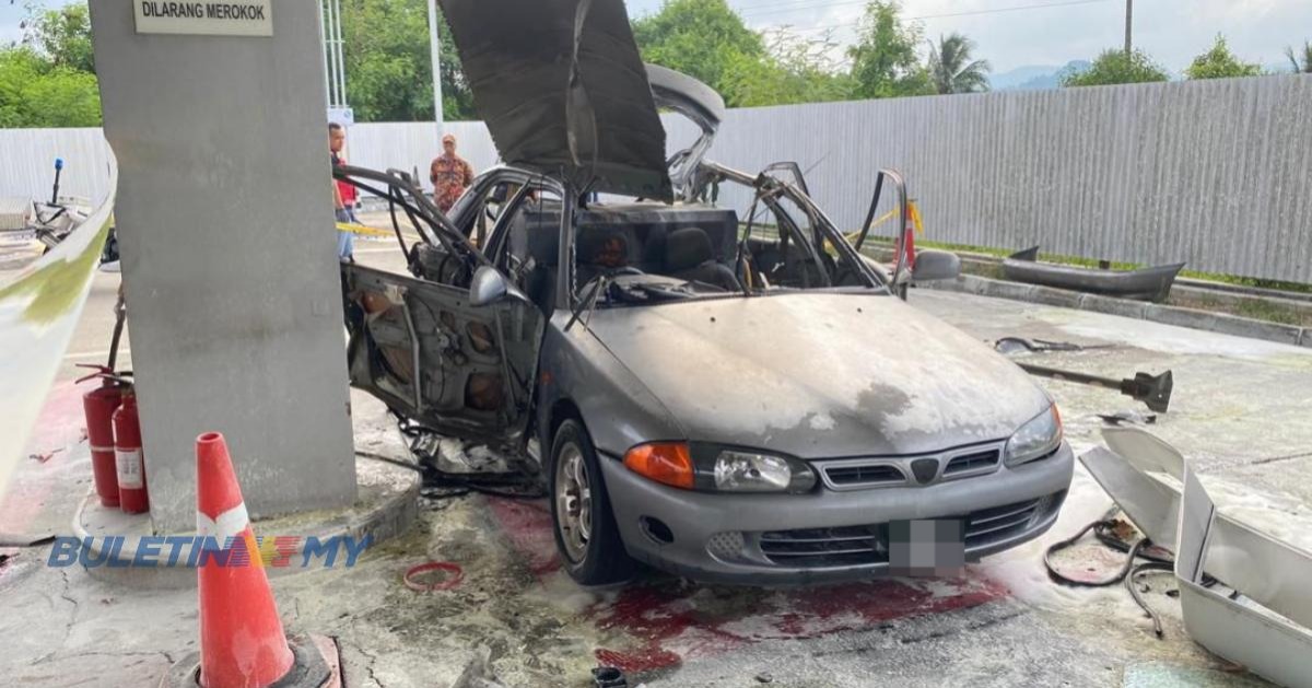 Lelaki nyaris maut, kereta meletup ketika mengisi petrol