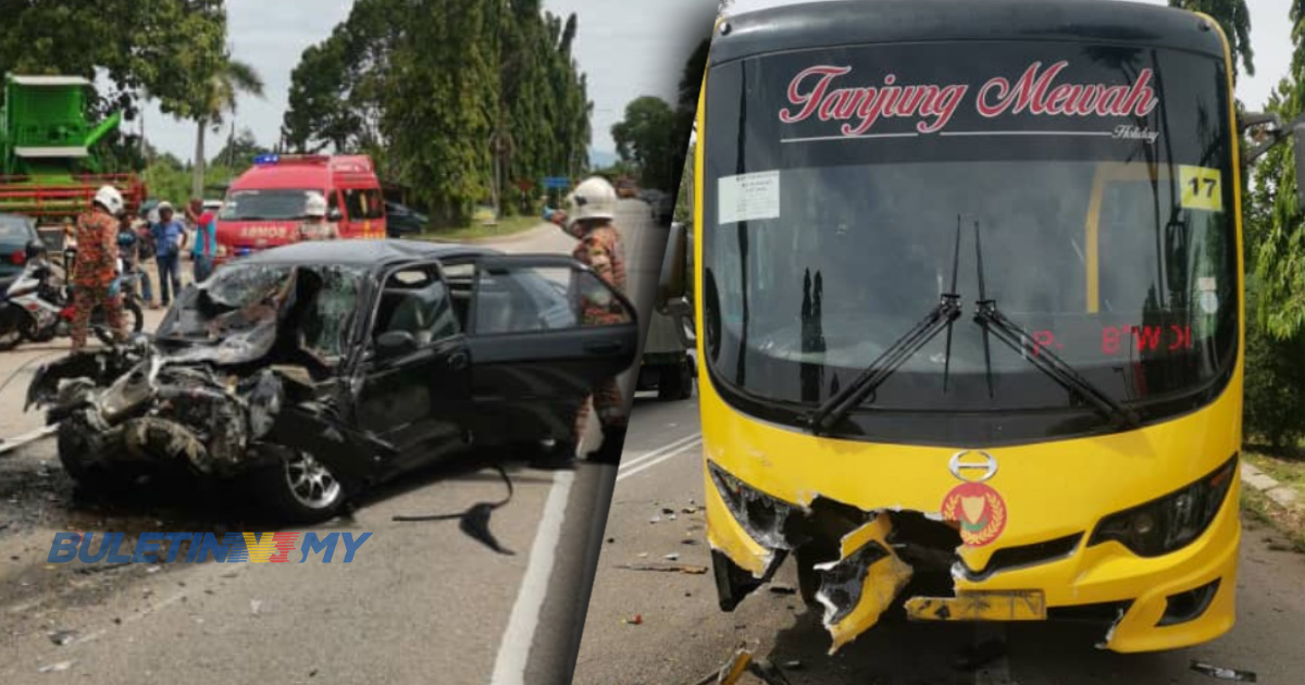 Warga emas nyaris maut, tersepit dalam kereta dilanggar bas