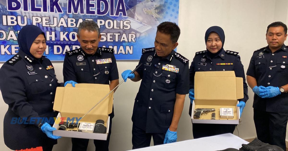 Polis rampas dua pistol, 48 peluru serta dadah RM148,000