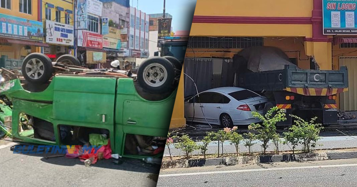 Seorang maut, lori rempuh dua kenderaan dan bangunan kedai