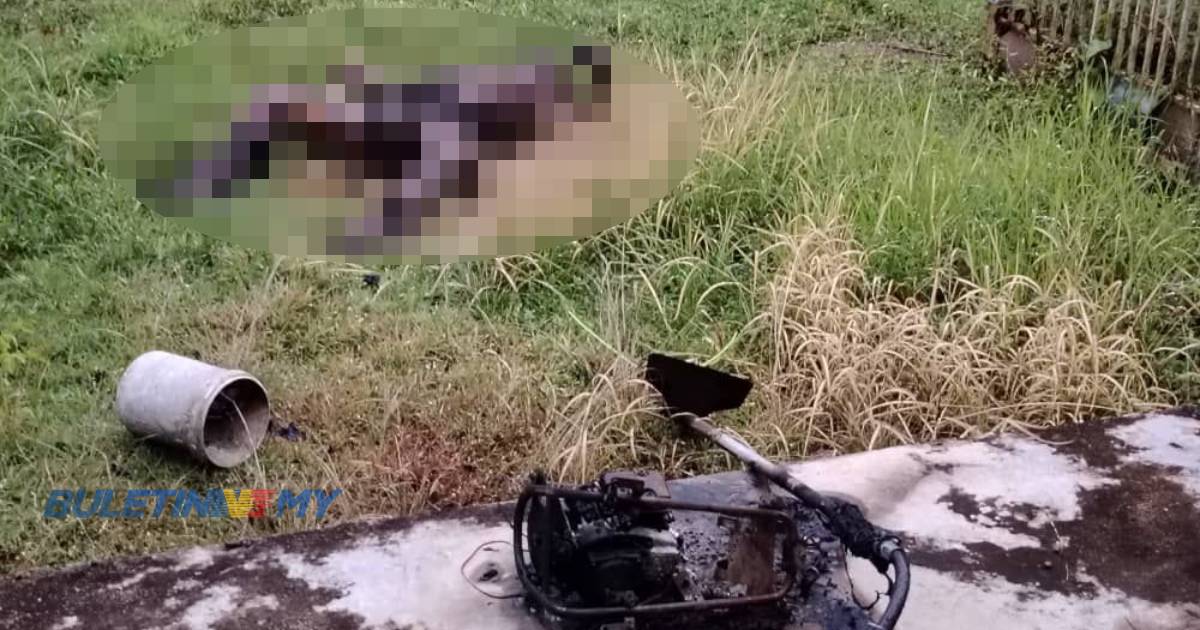 Pemotong rumput rentung akibat mesin terbakar