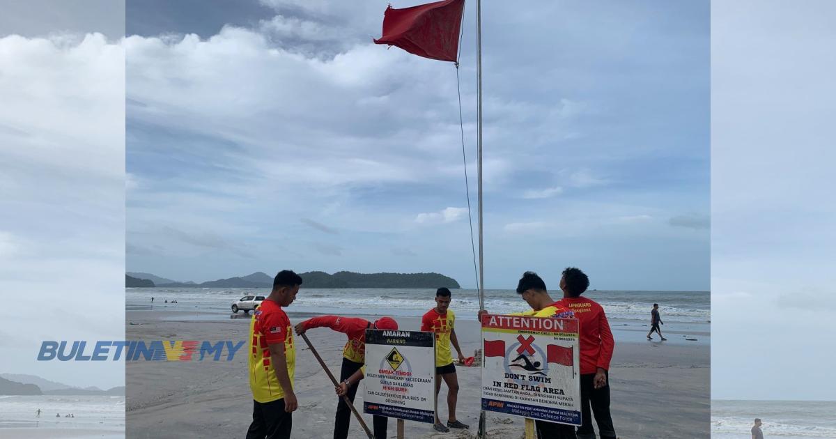 Bendera merah dinaikkan di Pantai Chenang dan Tengah