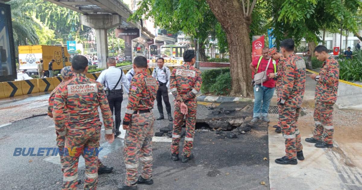 Kejadian paip pecah bawah tanah berhampiran Jalan Sultan Ismail 