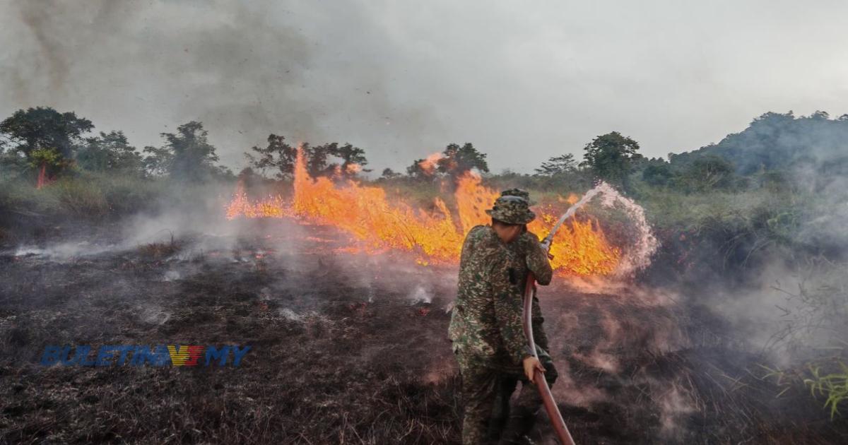 TDM bantu operasi memadam kebakaran sawah di pedalaman Sarawak