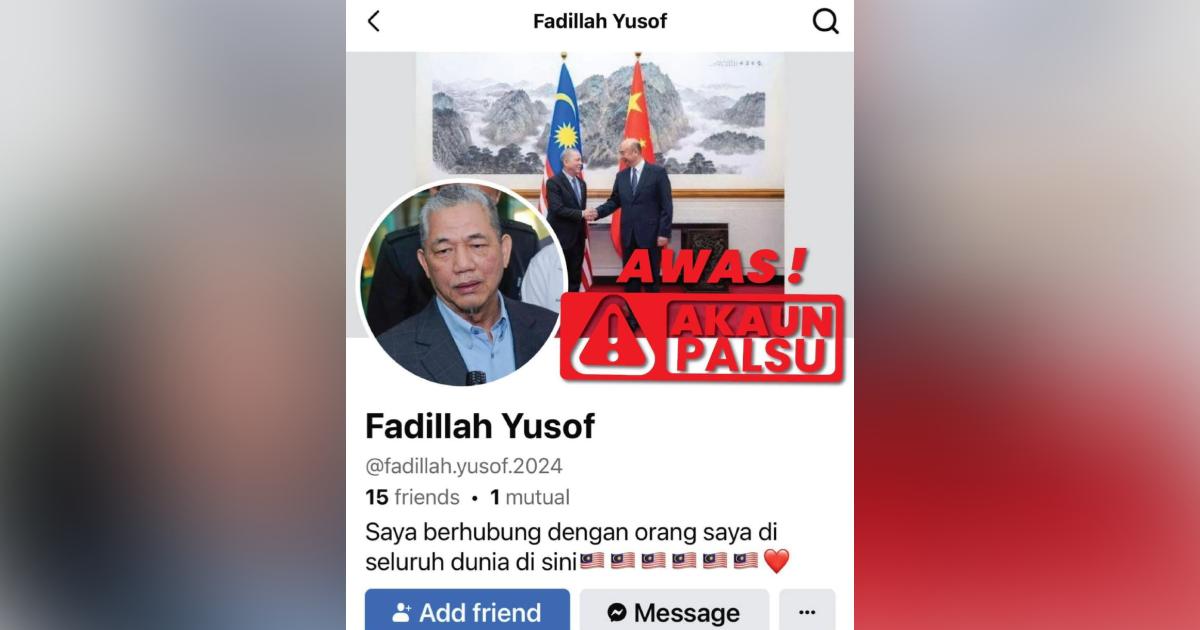 Jangan tertipu dengan akaun FB palsu ‘Fadillah Yusof’