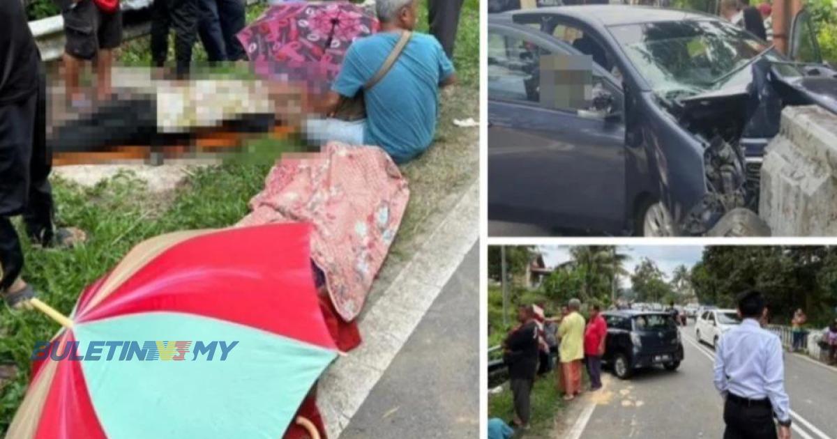 2 beranak maut kereta langgar tembok jambatan