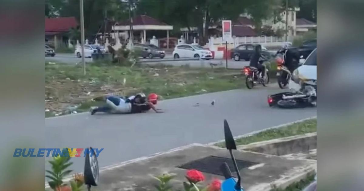 Polis kesan penunggang motosikal buat aksi ‘wheelie’ langgar kereta