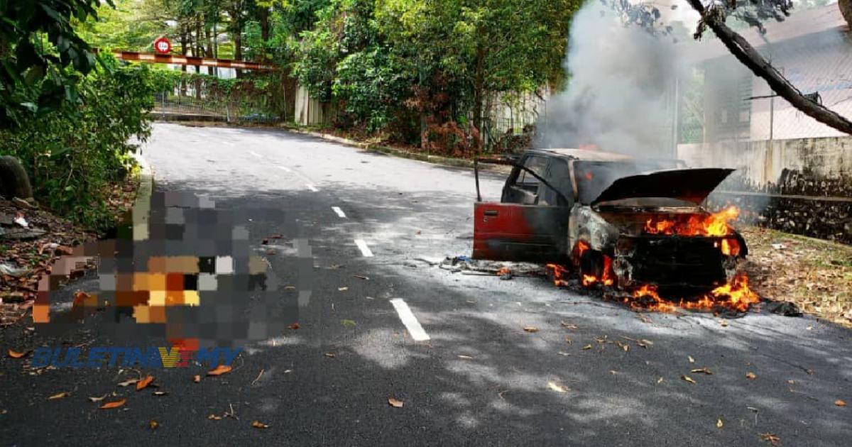 Warga emas maut melecur, kereta dipandu terbakar