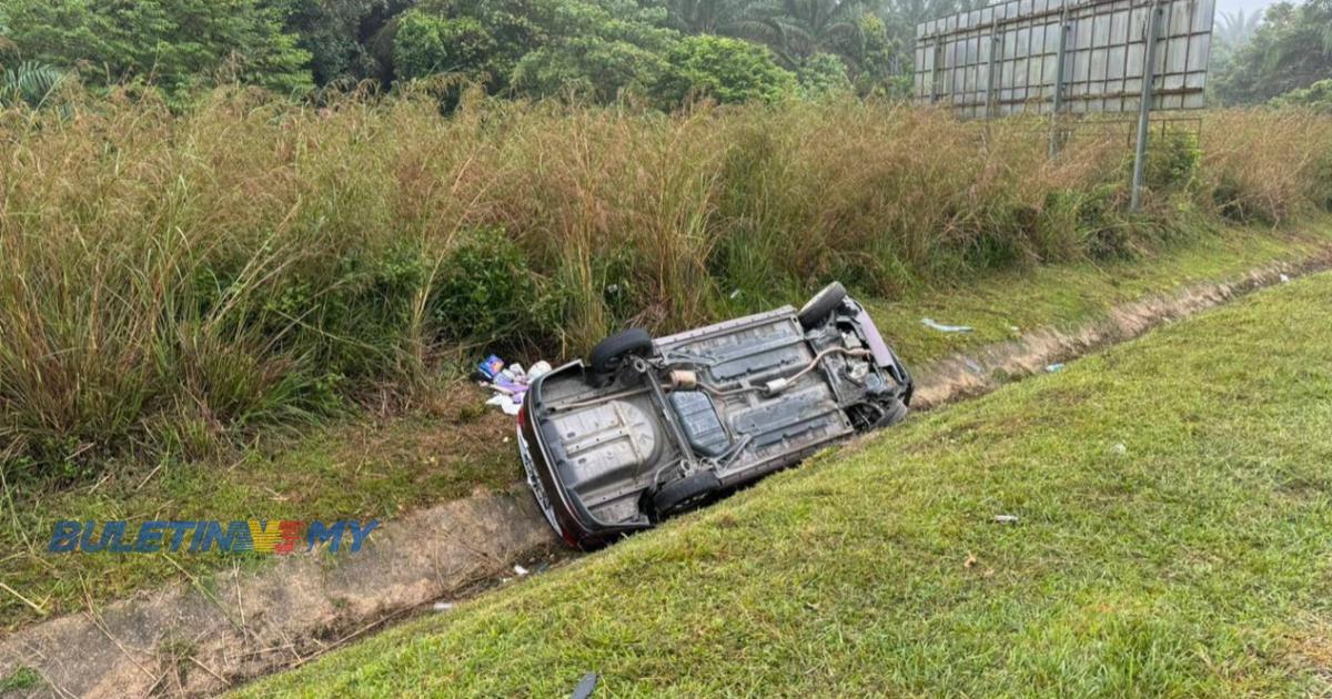 Wanita maut, kereta terbabas elak langgar bangkai lembu