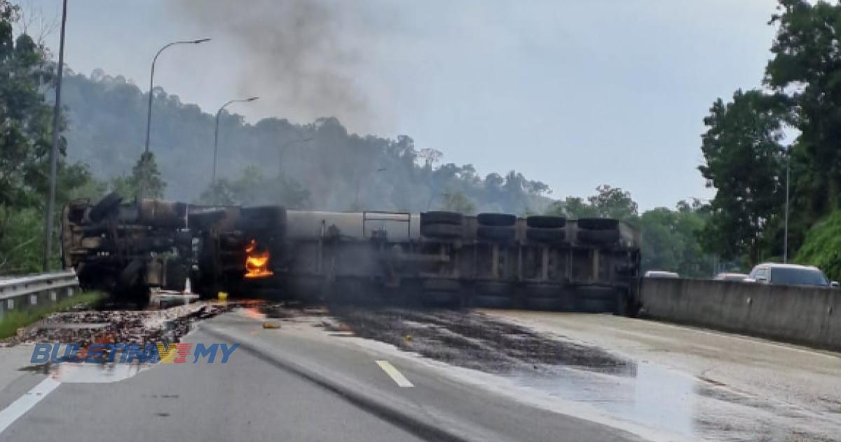 [VIDEO] Treler terbakar akibatkan kesesakan ke Gombak