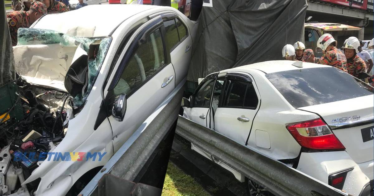 Pemandu kereta tersepit langgar belakang lori