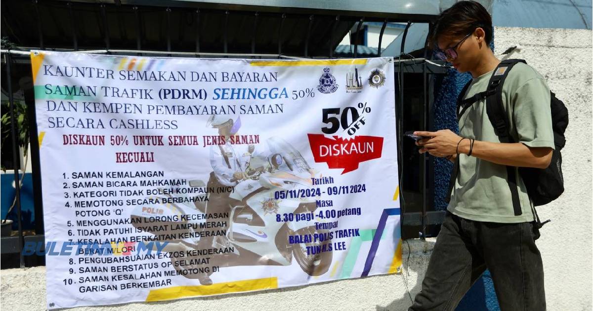 50 peratus diskaun saman trafik bermula hari ini hingga Sabtu – Polis KL