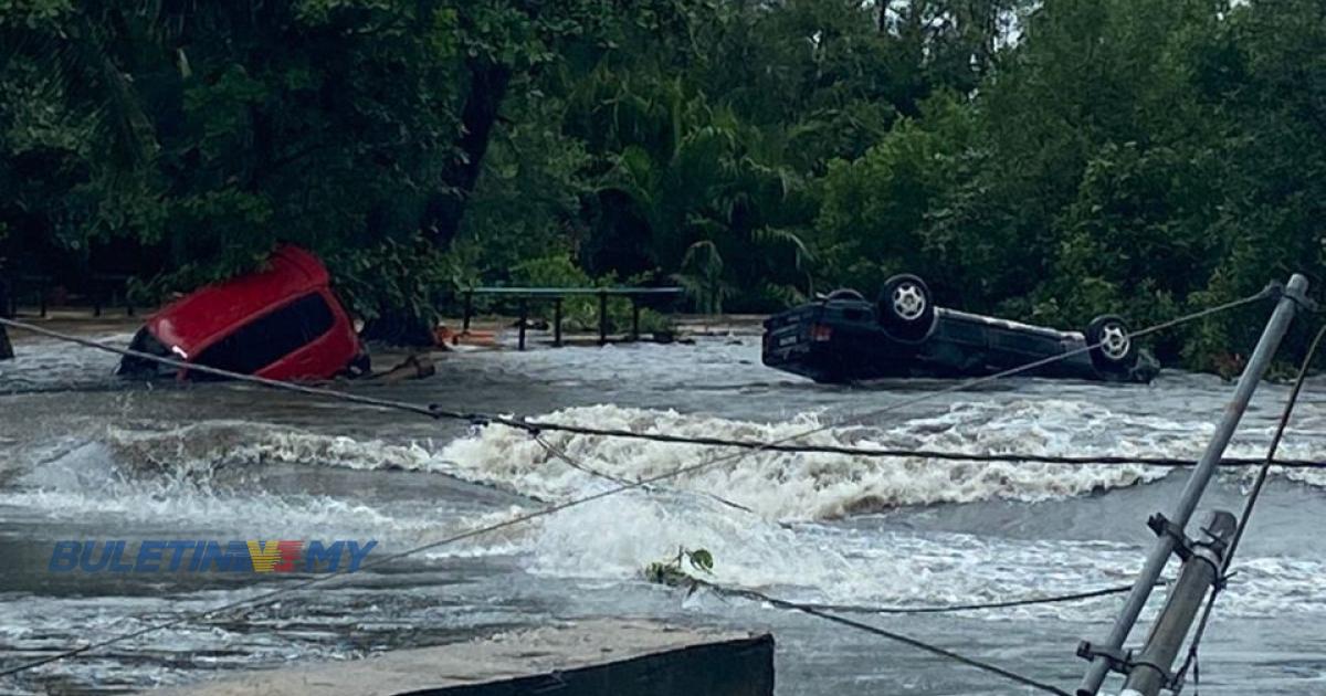 4 kenderaan hanyut akibat pembentung pecah