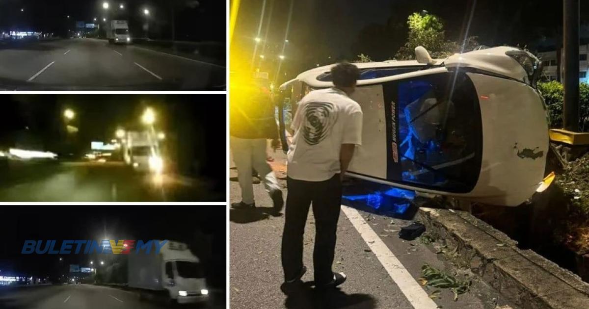 Kereta terbabas elak lori dipandu lawan arus