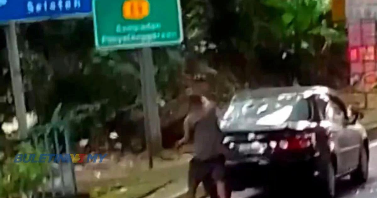 Polis tahan lelaki baling batu ke arah cermin kereta