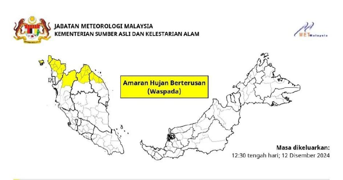 8 daerah di Kedah diramal hujan sehingga esok