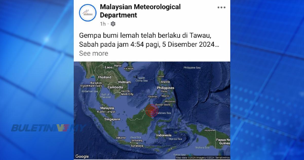 Gempa bumi lemah dikesan di Tawau – METMalaysia