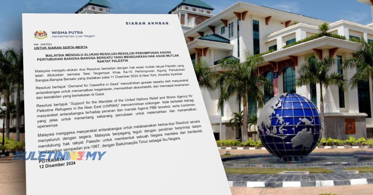 Malaysia alu-alukan dua resolusi hak asasi mutlak rakyat Palestin