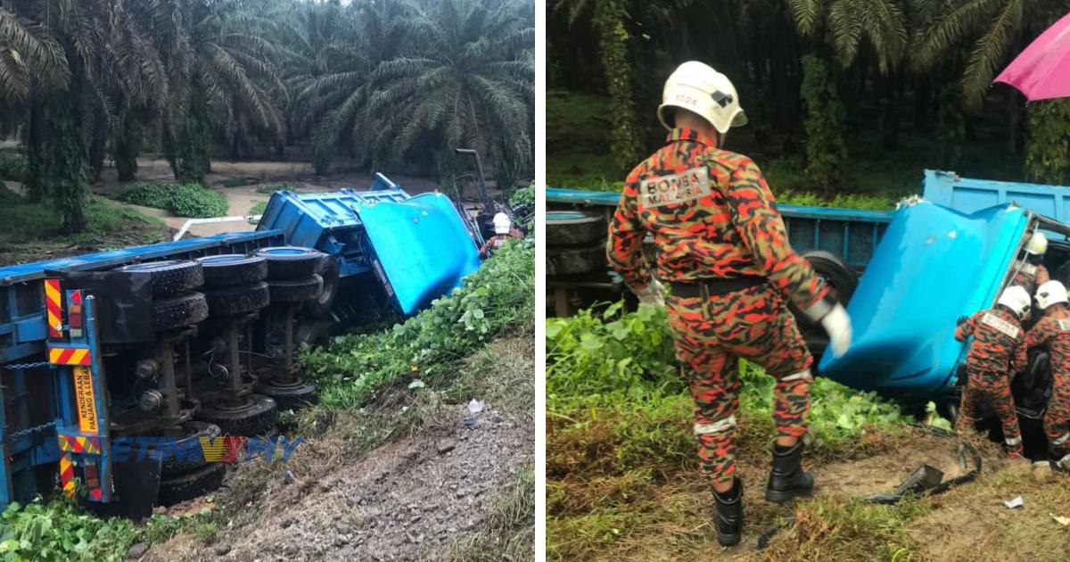 Pemandu lori pasir cedera, kemalangan 3 kenderaan