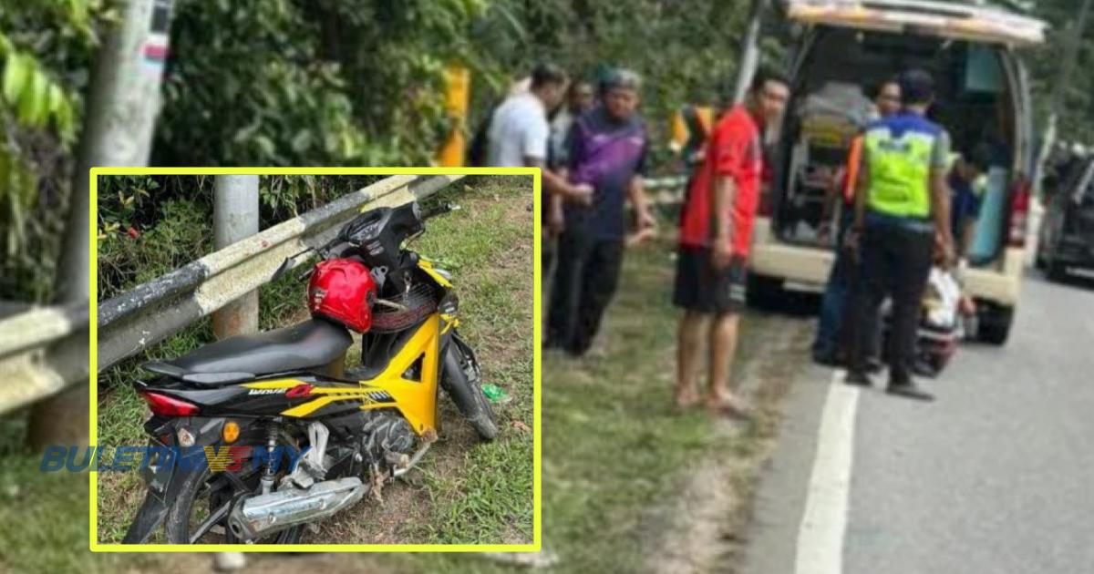 Penunggang maut, motosikal sedang ditunda terbabas akibat hilang kawalan