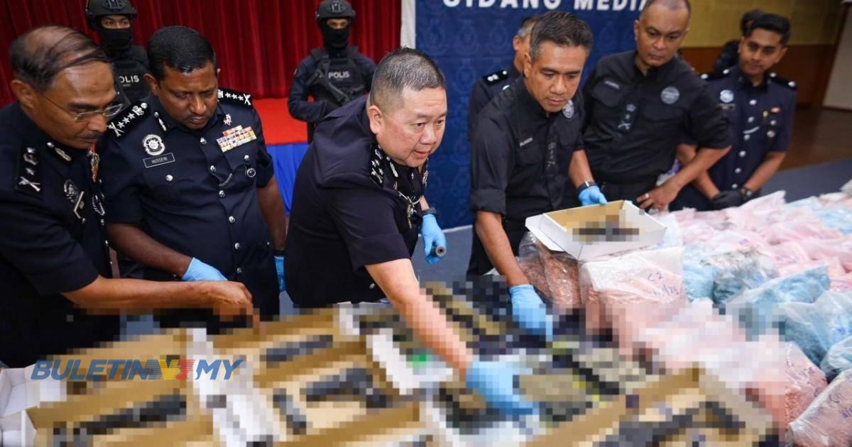 Polis rampas dadah bernilai hampir RM118 juta bersama senjata api