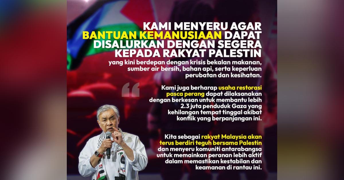 Malaysia seru bantuan kemanusiaan segera disalurkan kepada rakyat Palestin