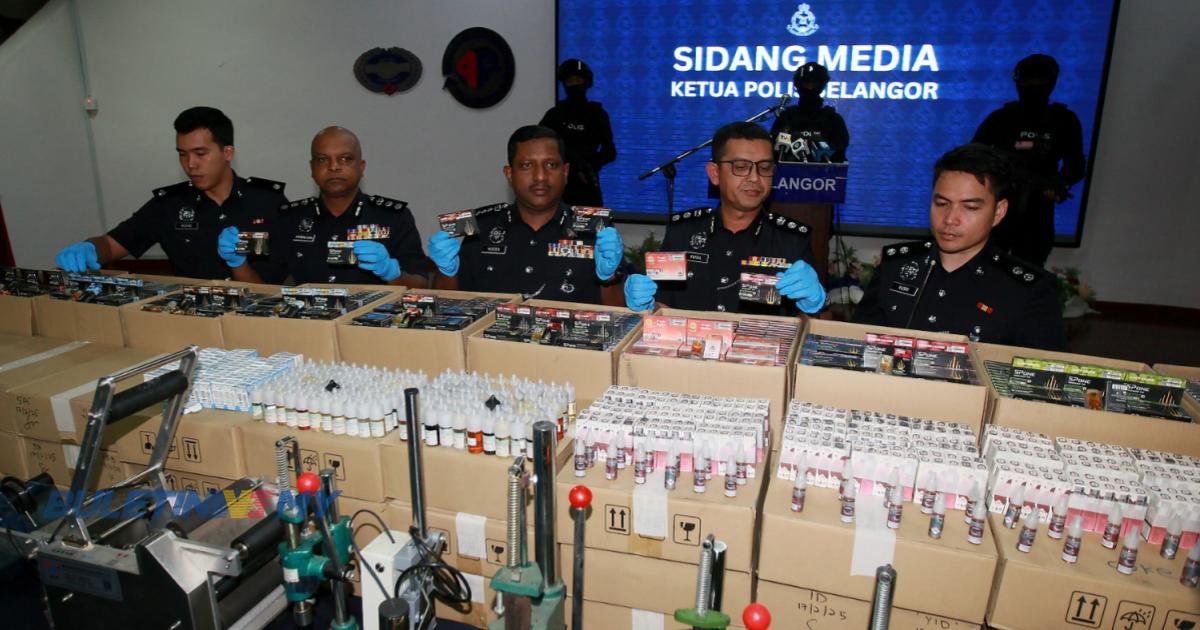 Polis Selangor rampas cecair rokok elektronik bernilai hampir RM10 juta