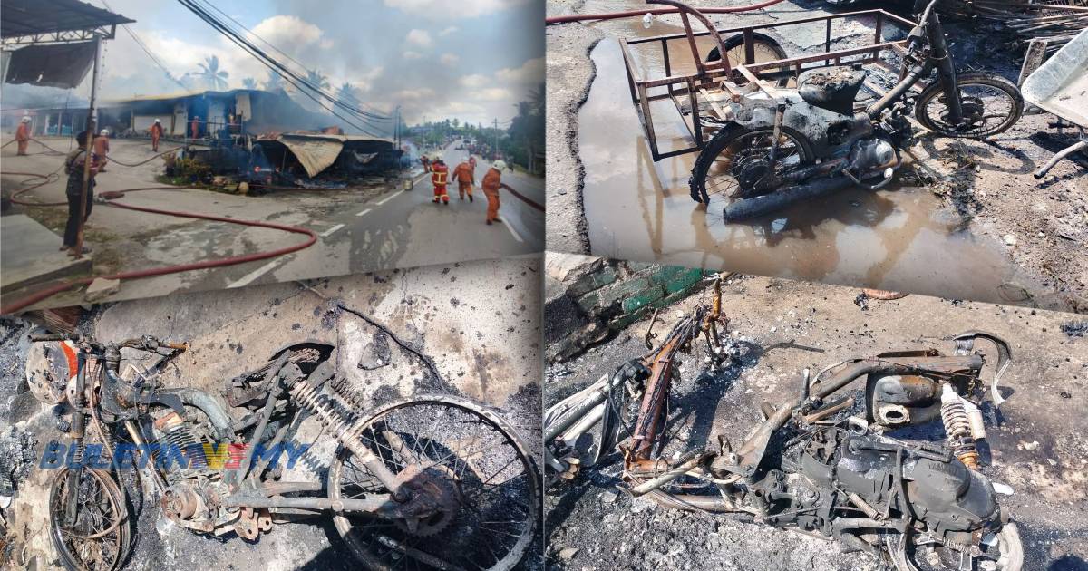 3 premis di FELDA Pasir Besar terbakar