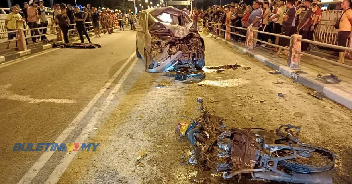 Remaja 17 tahun maut, motosikal terbakar selepas rempuh kereta