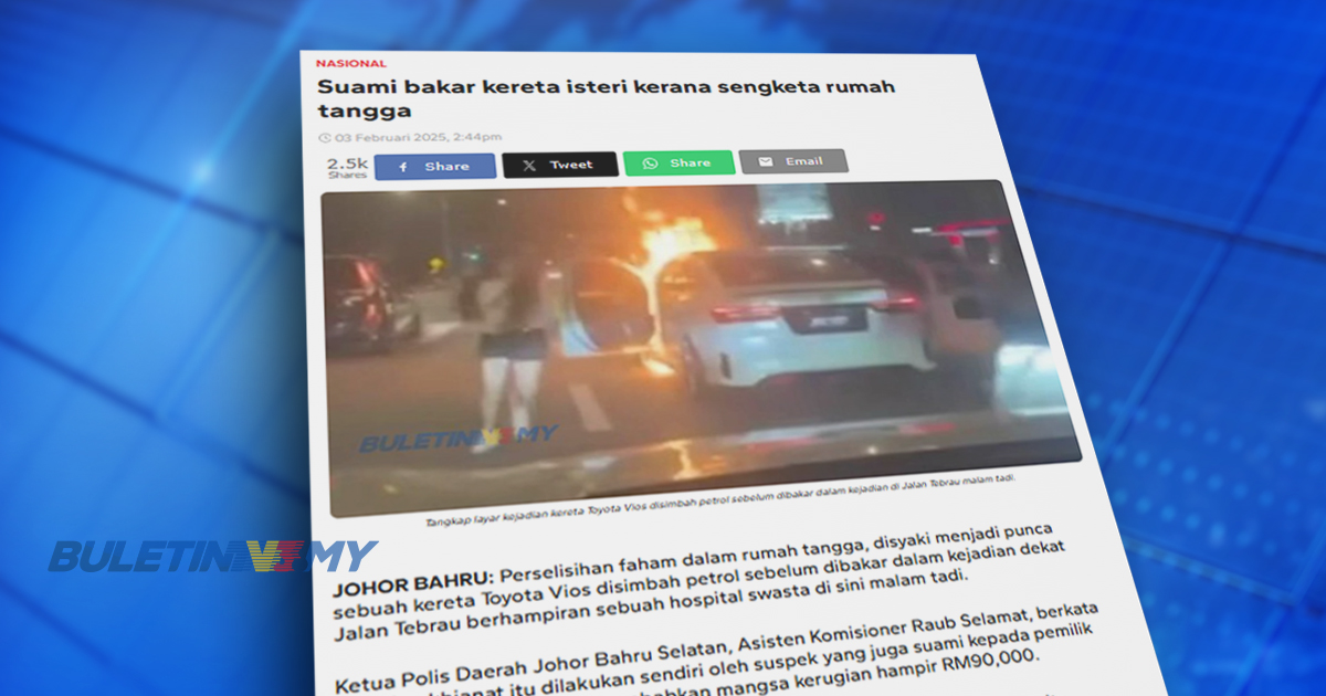 Suspek utama kes bakar kereta Vios direman 7 hari